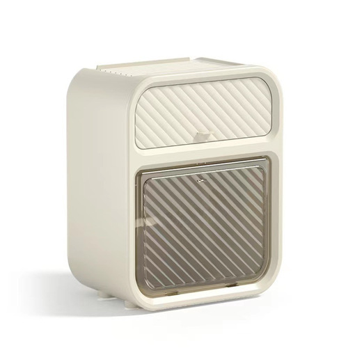 Creamy Wind Bathroom Tissue Box, Luxury Bathroom Double Layer Shelf, No-Hole Wall-Mounted Toilet Paper Holder