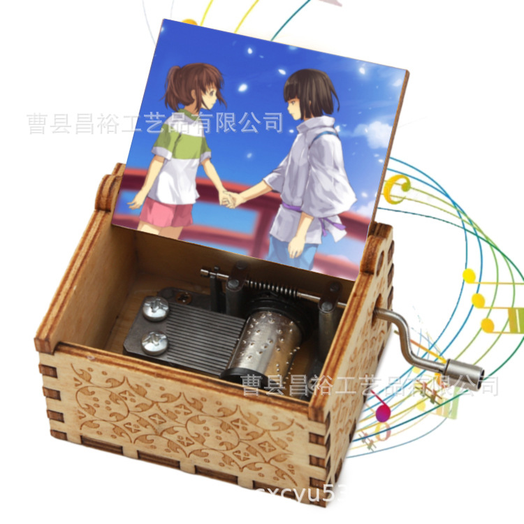 木製の手作りオルゴール創意カラープリント千と千尋のオルゴール木製の手を振ってオルゴールクロスボーダー専用です。