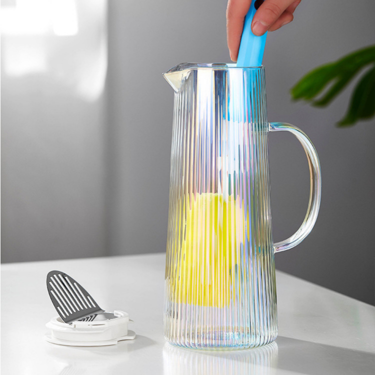 Creativo alto borosilicato de vidrio vertical tetera de agua fría taza de mesa de té sala de estar tetera de agua fría tetera de agua caliente tetera de bebida de jugo