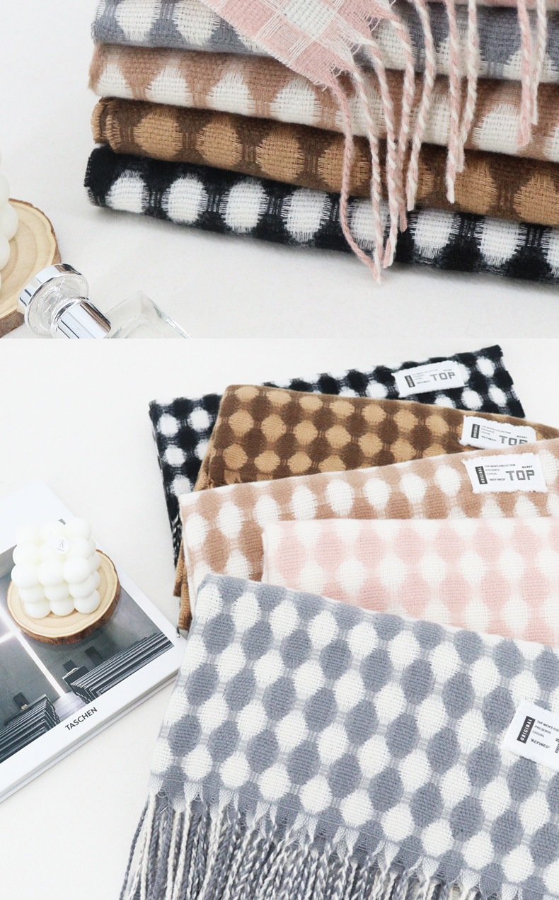 Diamantkariertes Damentuch mit einem Sinn für Luxus, Studentenschal im britischen Stil für Männer, Schal, Quastenschal_voghion.com