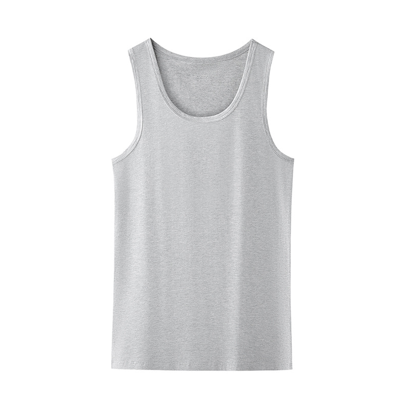 Chaleco de corredor de algodón de fibra larga para hombre de primavera y verano que absorbe el sudor, camisa de fitness deportiva sin mangas transpirable delgada, camisa de fondo de color sólido