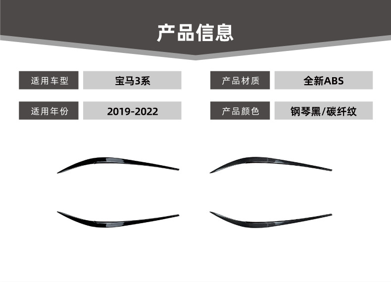 Headlight Eyelid Cover Trim for BMW 3 Series G20 2019+