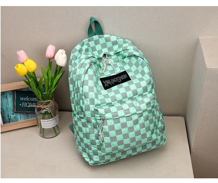 Korean ins artistic trend checkerboard checkered backpack, Japanese Harajuku style fresh and clean high school and junior high school student bag undefined