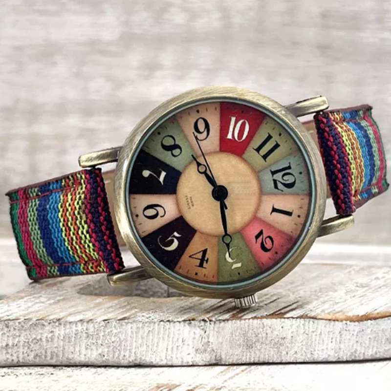Elegant Bronze Canvas Strap Watch Style 2