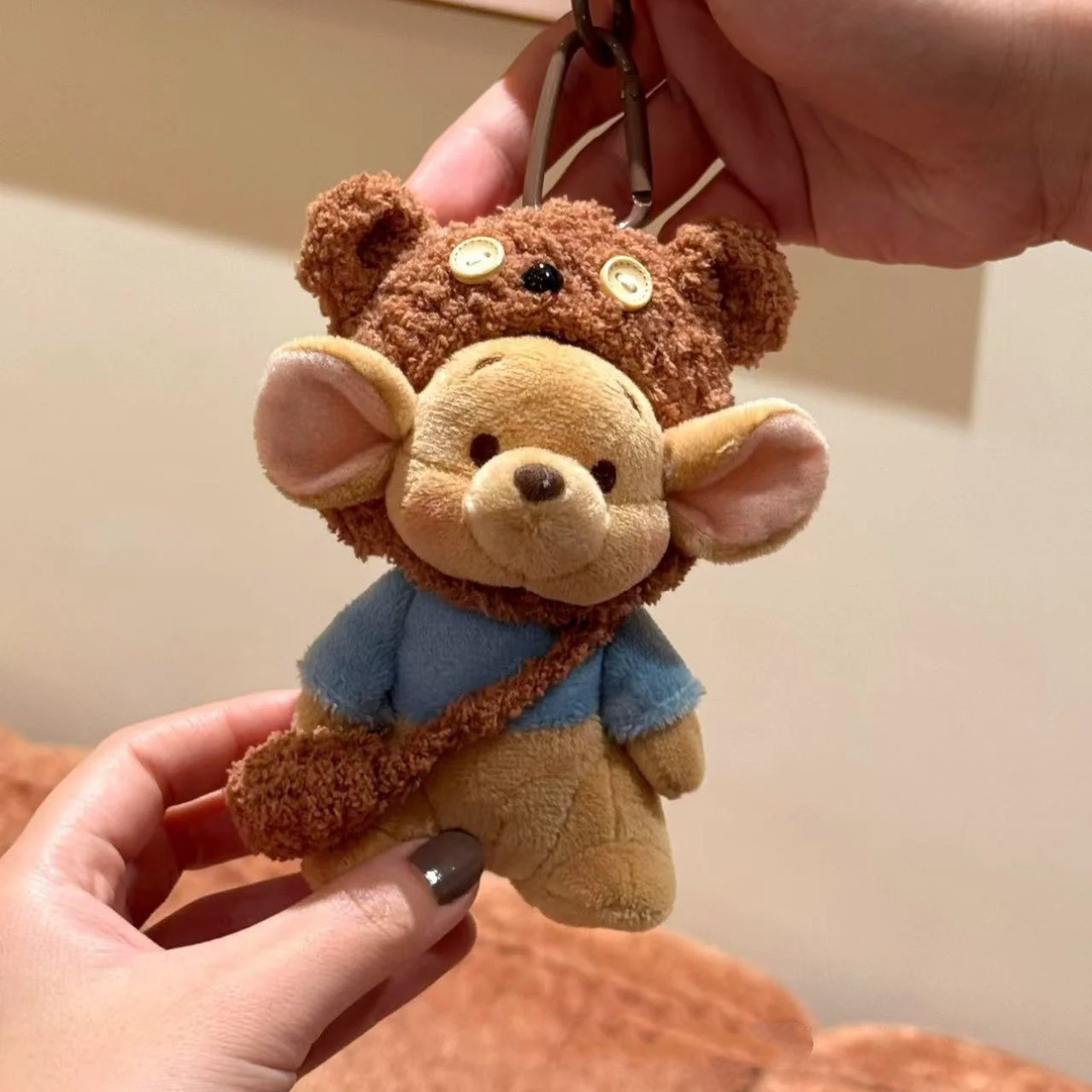 Recuerdos Chef Xiaodou Kangaroo De pie Muñeca de felpa Colgante Muñeca linda Regalo para niña Llavero de coche
