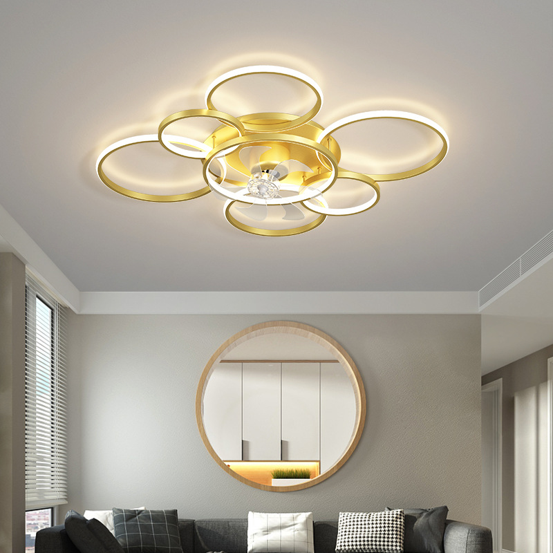 Direct Selling Shaking Head Living Room Fan Lamp Intelligent Remote Control Bedroom Ceiling Fan Lamp Restaurant Fan Lamp