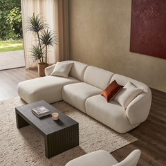 法式中古奶油風羊羔絨模塊沙發北歐輕奢布藝轉角創意侘寂沙發組合