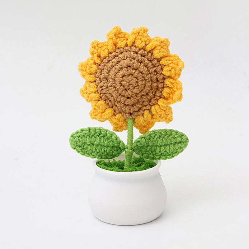 Flor de girasoles de imitación tejida a mano productos terminados de lana de flor inmortales tejidos creativos flores regalos del día del maestro mayorista image 17