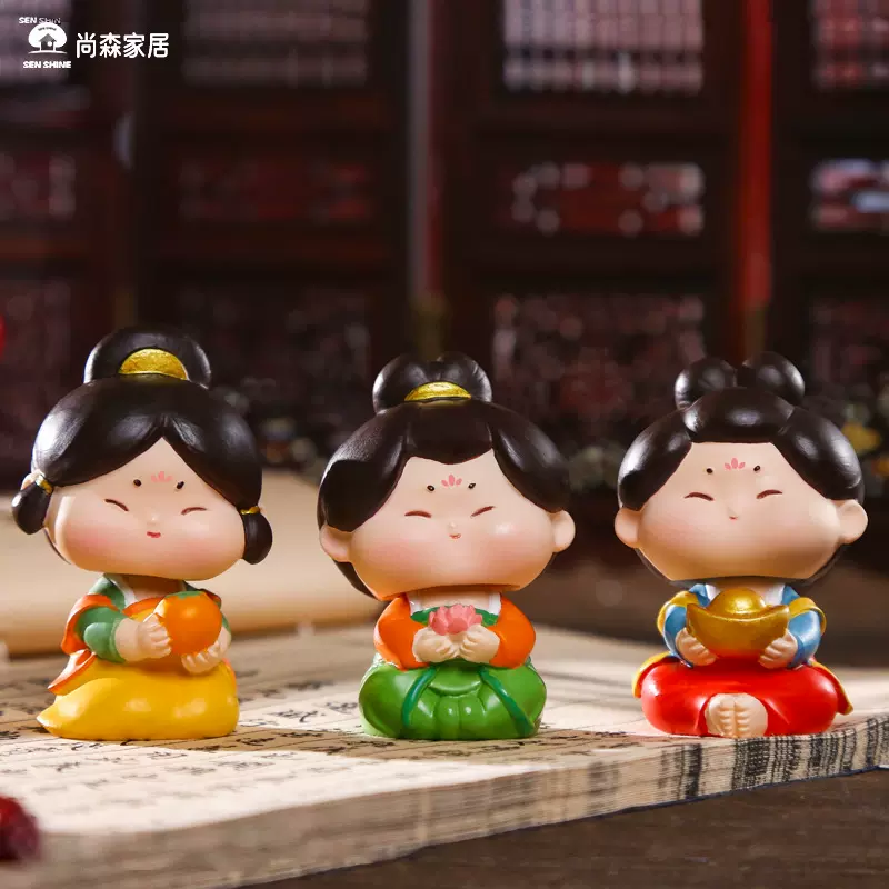 唐小糖摇头摆件树脂工艺品生日礼物景区爆款中式唐风西安礼品男女