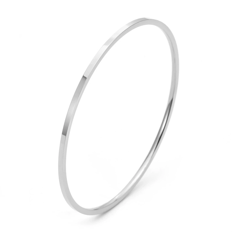 Golden glossy universal bracelet stainless steel, 18 carat, pink gold, 2mm, simple and elegant design
