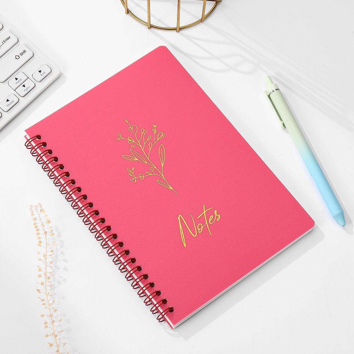 A5 - 80 hojas de árbol dorado rojo rosa