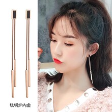 新款潮钛钢长款耳环女不掉色几何风韩国夸张耳坠个性网红耳钉气质
