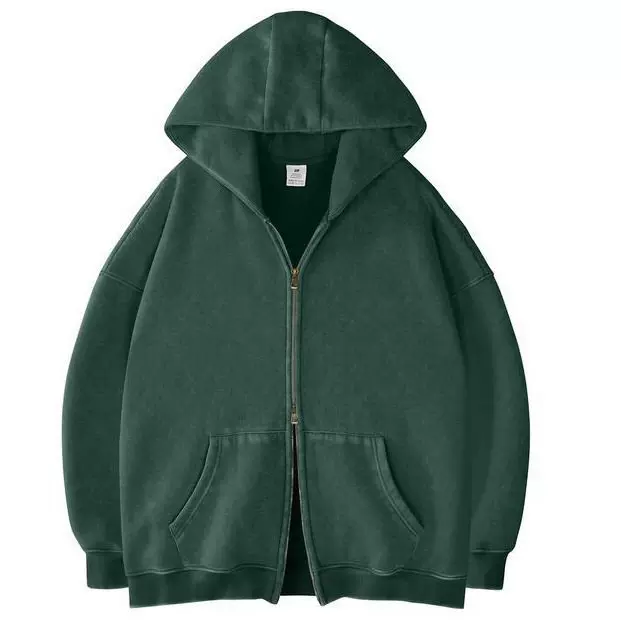 2025女式男式拉链连帽衫超大连帽衫厚重拉链运动衫复古