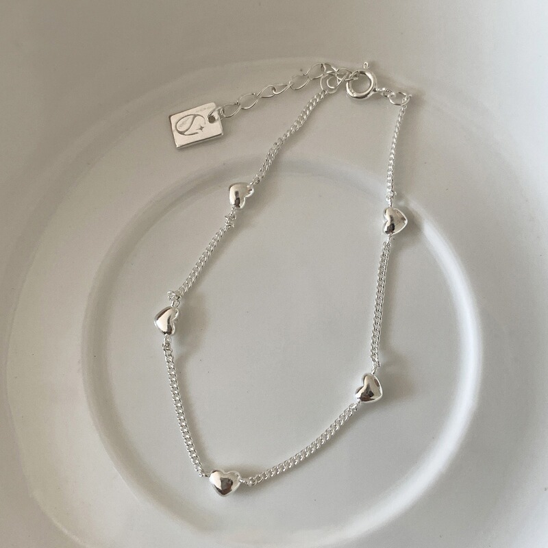 Sterling Silver Love Bracelet Slim Plain Chain Women's Light Luxury Niche Refined High-end All-match Bracelet 2024 New Style