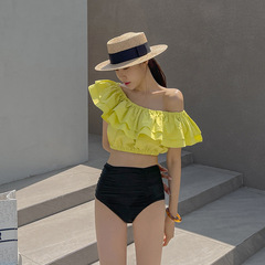 時尚女士夏季新款分體高腰褲性感顯瘦小胸聚攏溫泉度假泳衣bikini