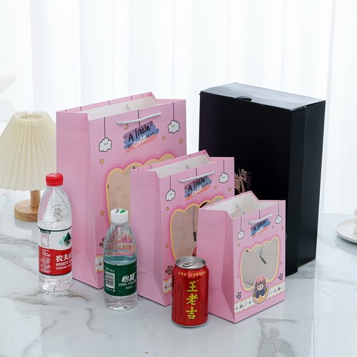 New transparent window gift bag gift box handbag jewelry boutique shopping paper bag children's gift packaging bag