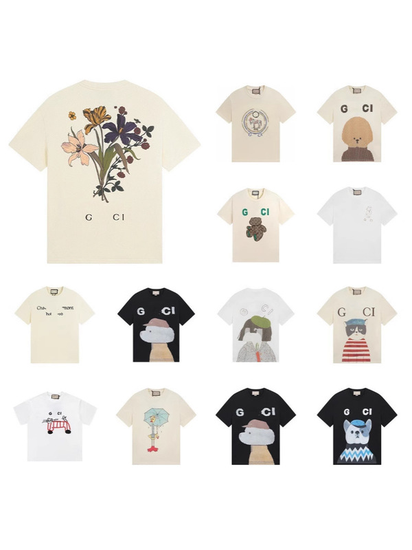 GU GU ハイバージョン クロスボーダー 25SS 新作 子犬 アニマル柄シリーズ プリント 半袖 Tシャツ カップル 万能|undefined