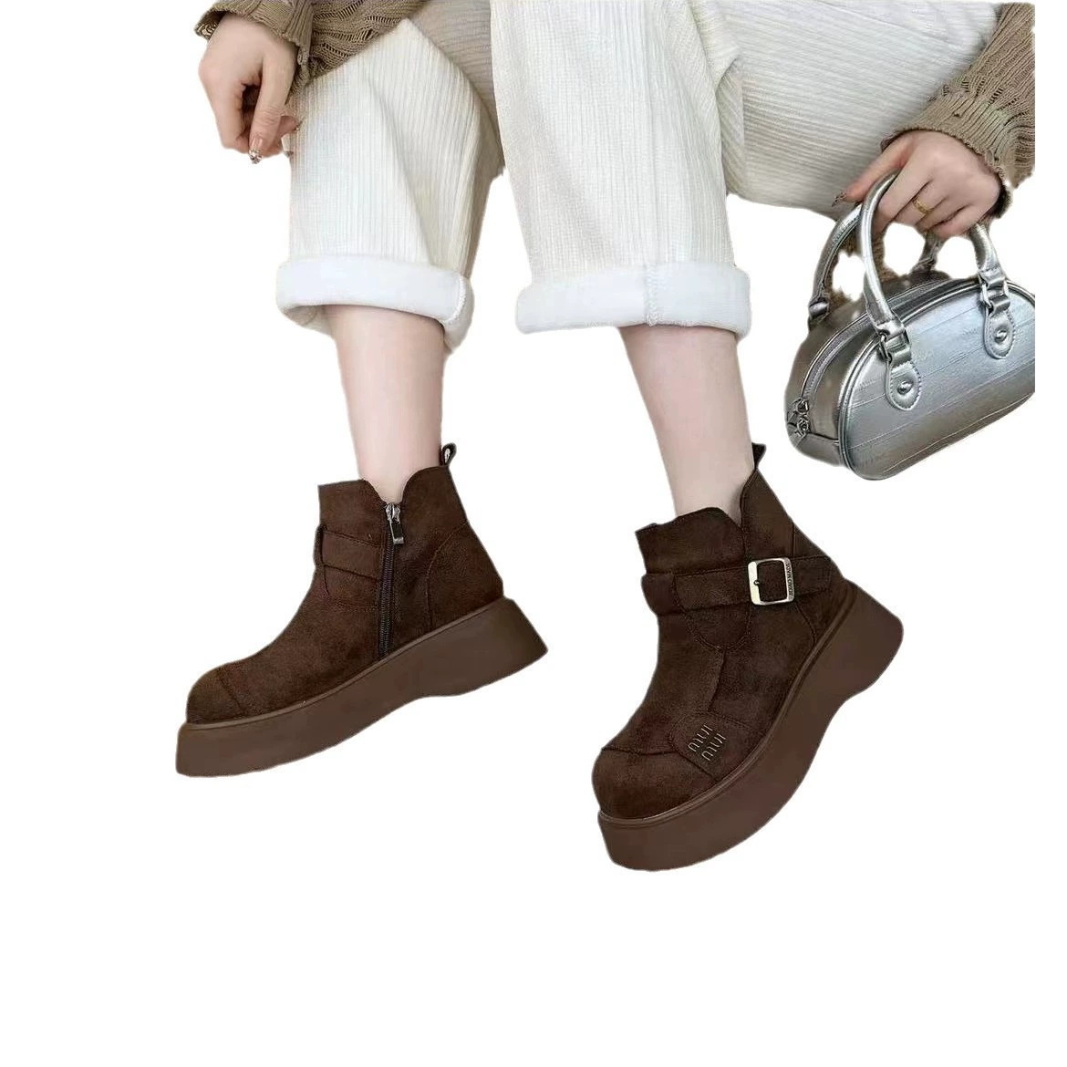 Platform ankle boots, warm design, platform sole, sizes 35–40