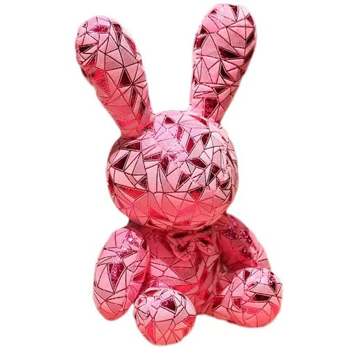 Eight-inch candy rabbit plush toy, diamond rabbit plush figure, carnival toy, PP cotton, trendy desk ornament