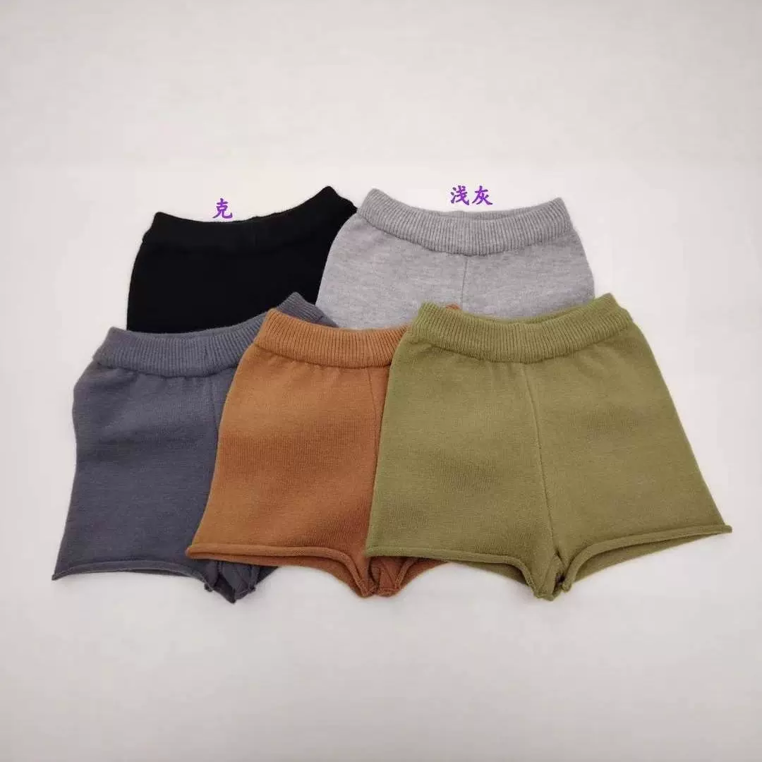 复古百搭纯色针织卷边短裤高腰包臀显瘦沙滩度假女热裤打底可外穿