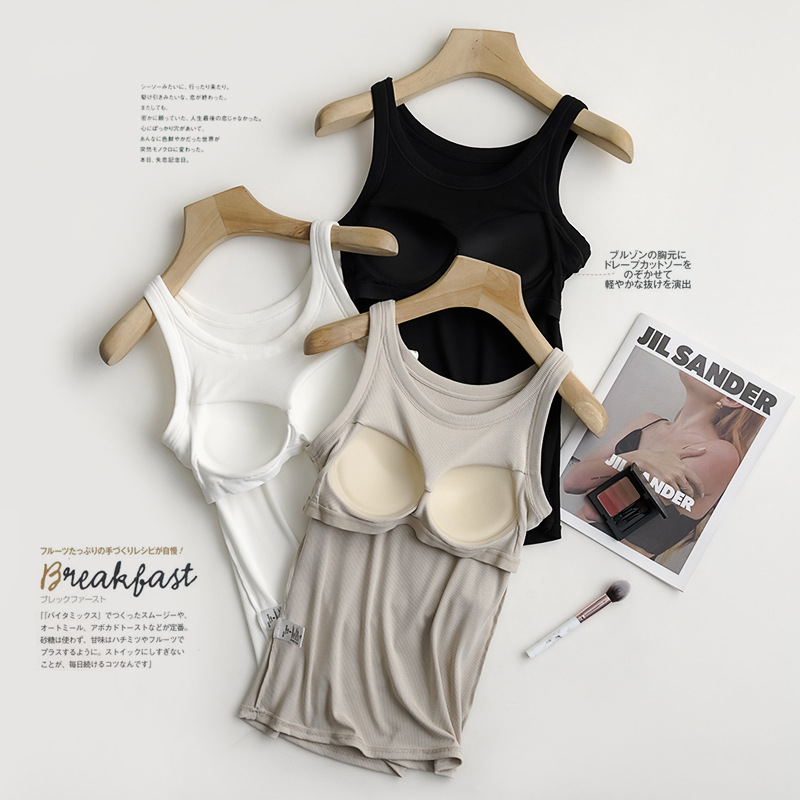 Hilo bra-t Chaleco de una pieza con almohadilla de pecho deportes de verano de las mujeres que tocan Fondo ropa interior yoga fábrica al por mayor image 5