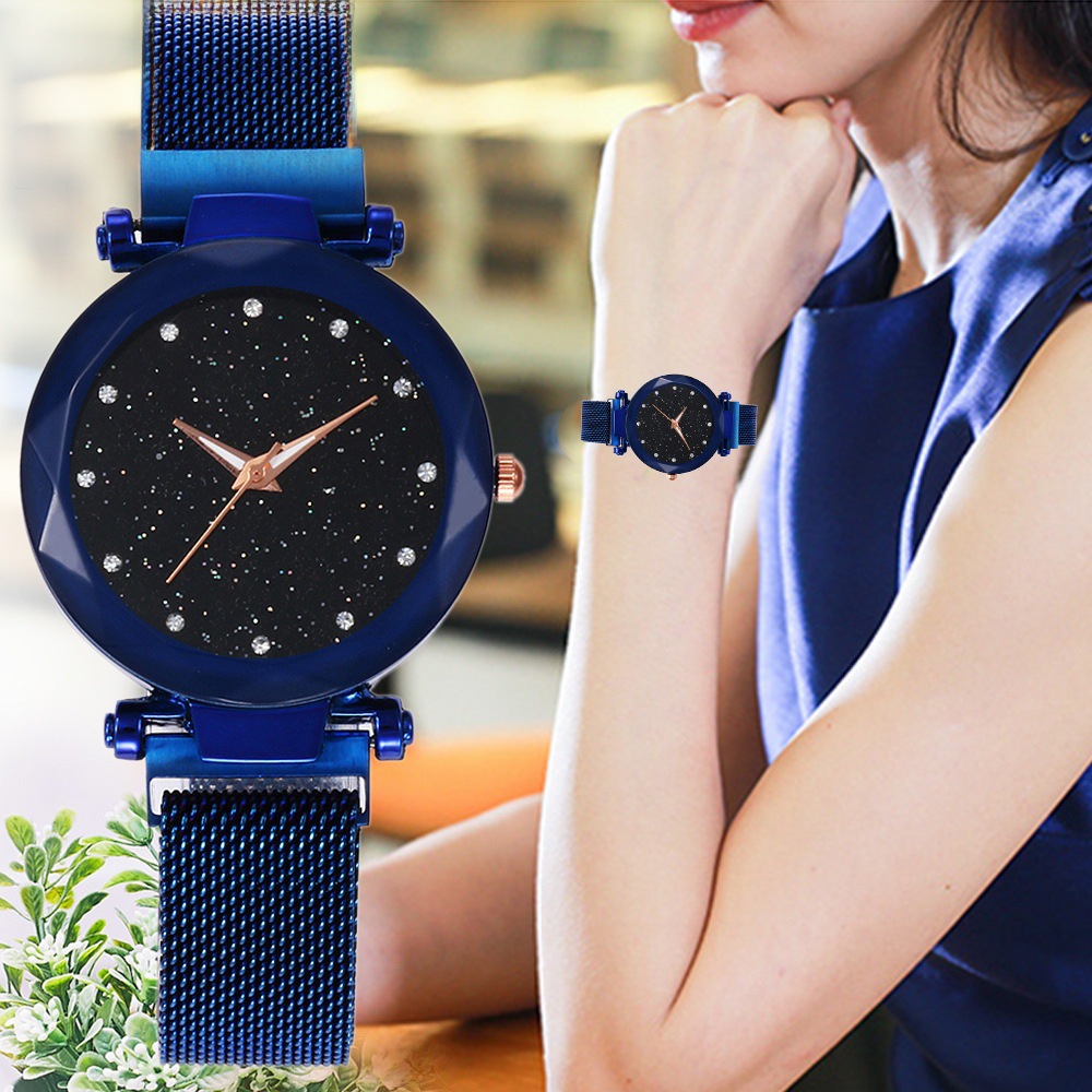 新款批发抖音同款星空女表吸铁石磁铁米兰网带手表一件代发塑料壳