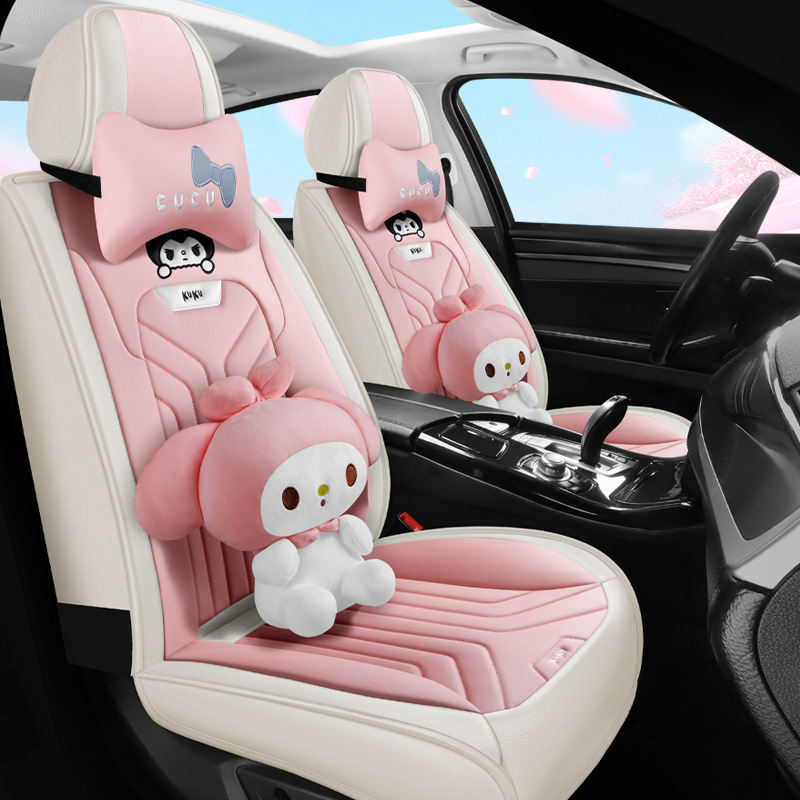 Car Seat Cushion: Universal Seat cushion, seat cover - cartoon-sweet-pink-split-head