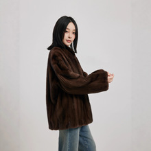 巴邑 曼城韶光 进口小母貂全抽紫标貂皮大衣女整貂水貂皮草外套