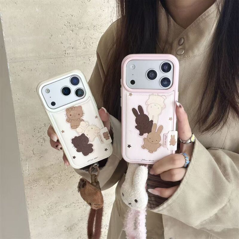 Biscuit Kt Miffy Rabbit with Label Suitable for Iphone17Promax Leather Texture Mobile Phone Case 16 New Style 15 Niche 14 Biscuit Kt Miffy Rabbit with Label Suitable for Iphone17Promax Leather Texture Mobile Phone Case 16 New Style 15 Niche 14