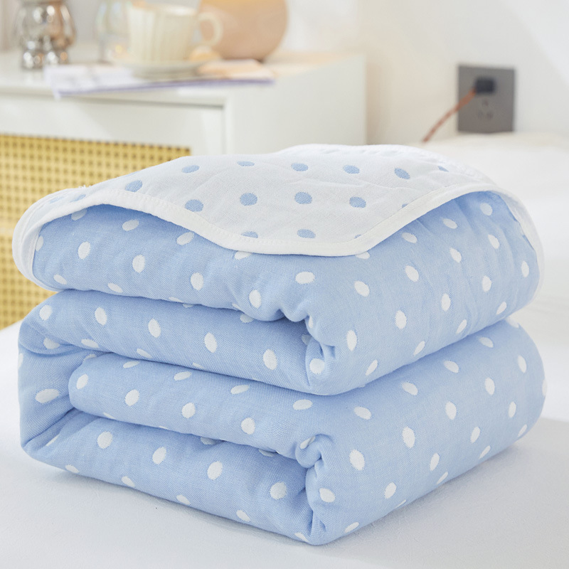 (Dot blue) / 90x 100cm "cotton 6 layer yarn" baby