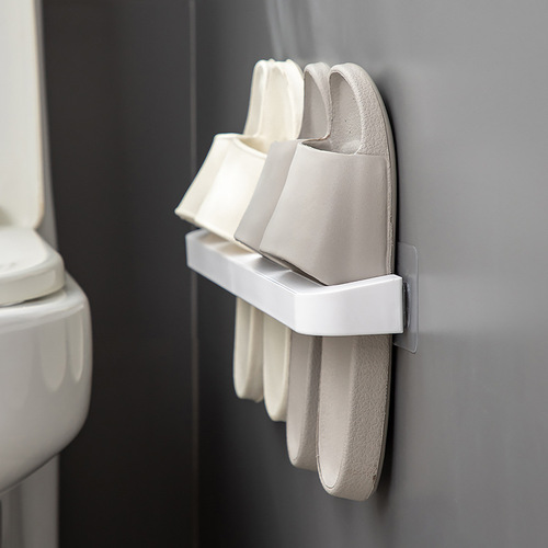 Bathroom wall hanging single pole punch-free slipper rack porch wall side wall hanging multifunctional shoe storage rack