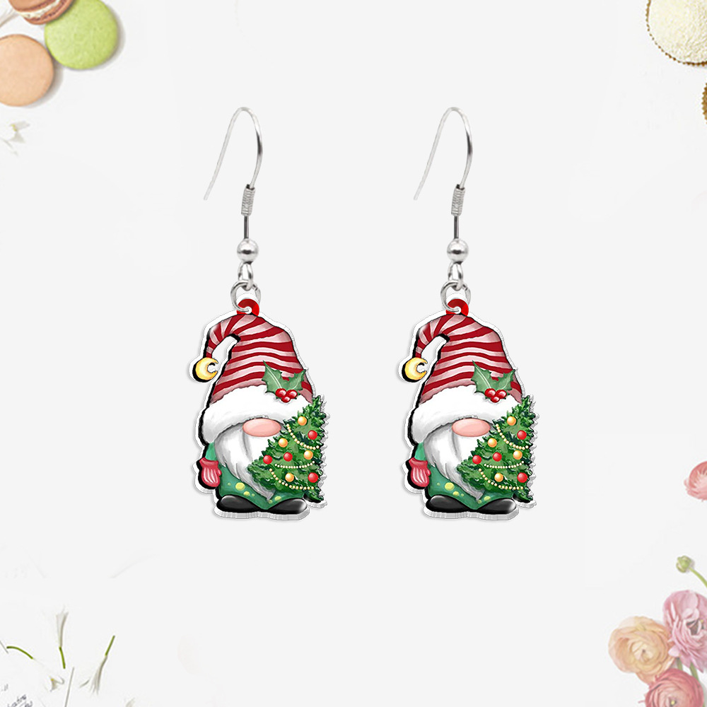 Cute Christmas Tree Santa Claus Letter Stainless Steel Epoxy Drop Earrings 1 Pair display picture 5