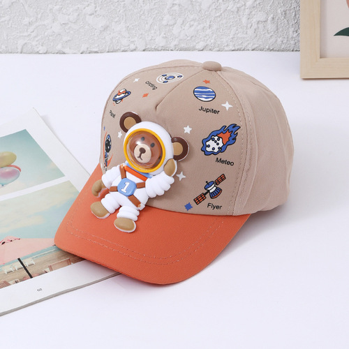  Spring/Summer New Arrival Kids' Baseball Cap with Space Bear Design | Baby Visor Hat | Unisex Sun Protection & Shade Hat