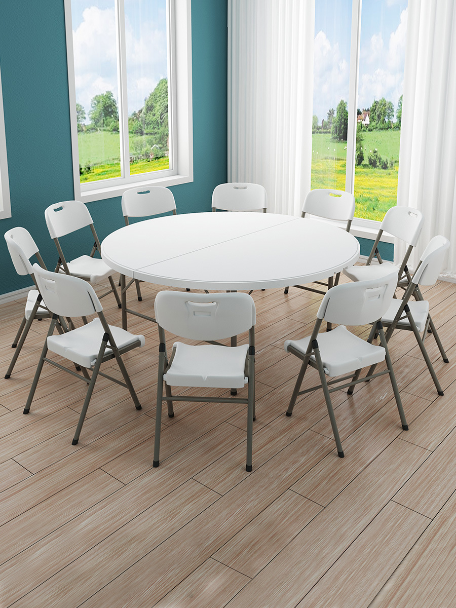 Small apartment table and chairs with turntable foldable round table…
