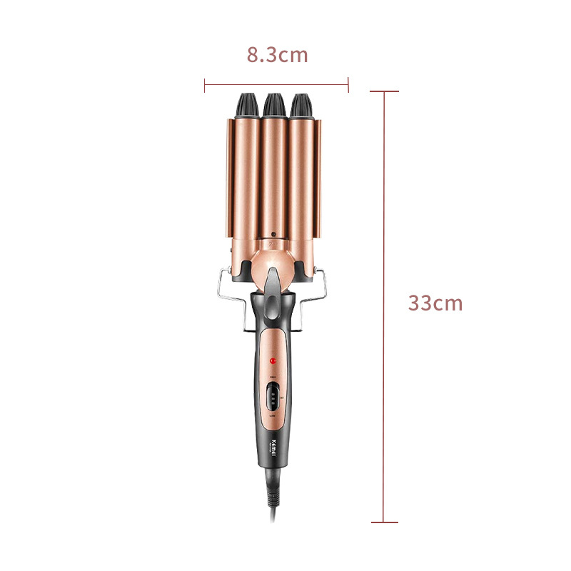 Rizador de Pelo Kemei KM-1010A para Comercio Transfronterizo, Rizador de Pelo de Tres Barriles para Ondas Grandes y Rizos Tipo Huevo image 5