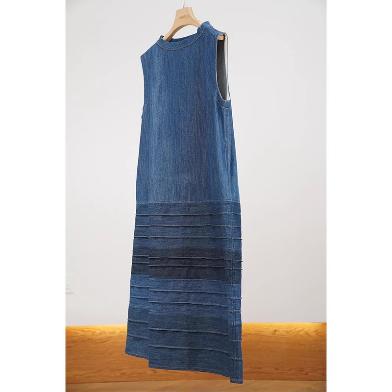 In-Stock Japanese Okayama Denim~Fresh Plant-Dyed Denim Dress, One Piece Available for Dropshipping