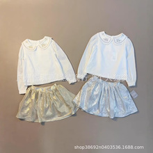 2025春季新款女童套装洋气花朵衬衫上衣原单的裙子套装