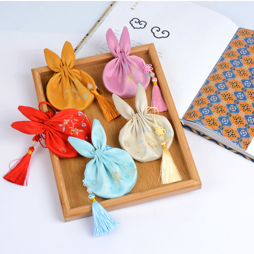 Manufacturer wholesale rabbit ear purse empty bag coin purse Hanfu accessories antique sachet rabbit ear sachet