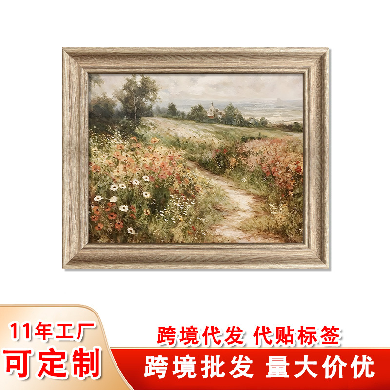 亚马逊热销喷绘帆布画芯农舍北欧风客厅 挂画复古花卉卧室装饰画
