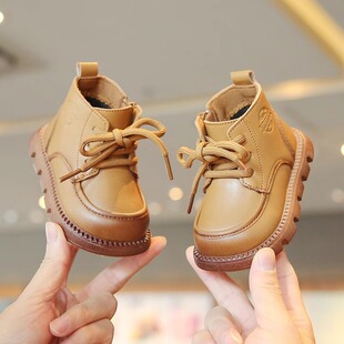 Autumn and Winter girls' shoes baby Martin boots girls' versatile baby toddler shoes 1-2 years old ins soft bottom leather shoes