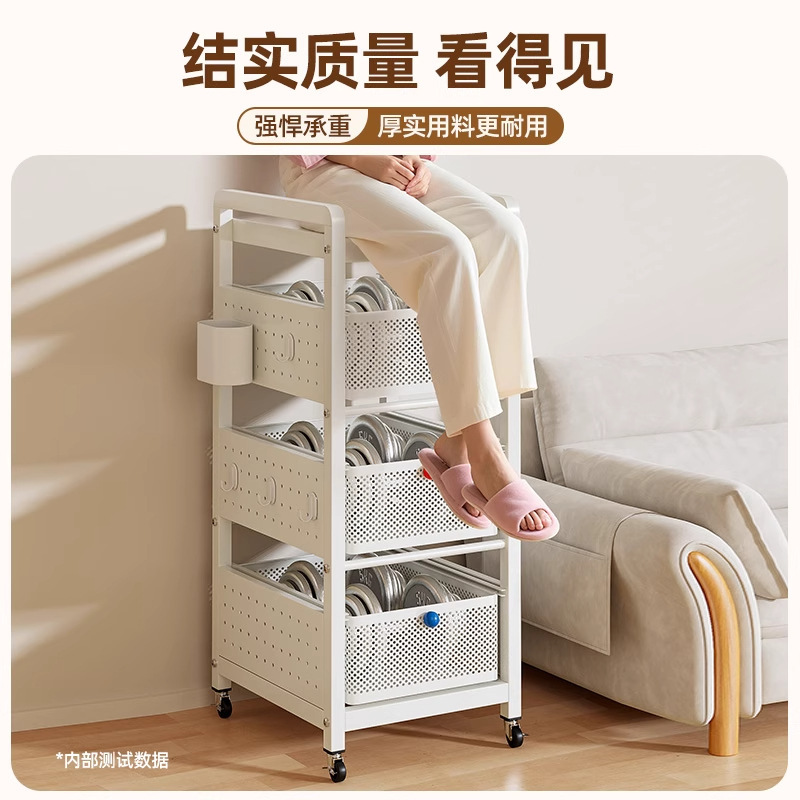 书包置物架家用多层桌下滑轮柜放书本零食收纳架可移动厨房小推车|undefined