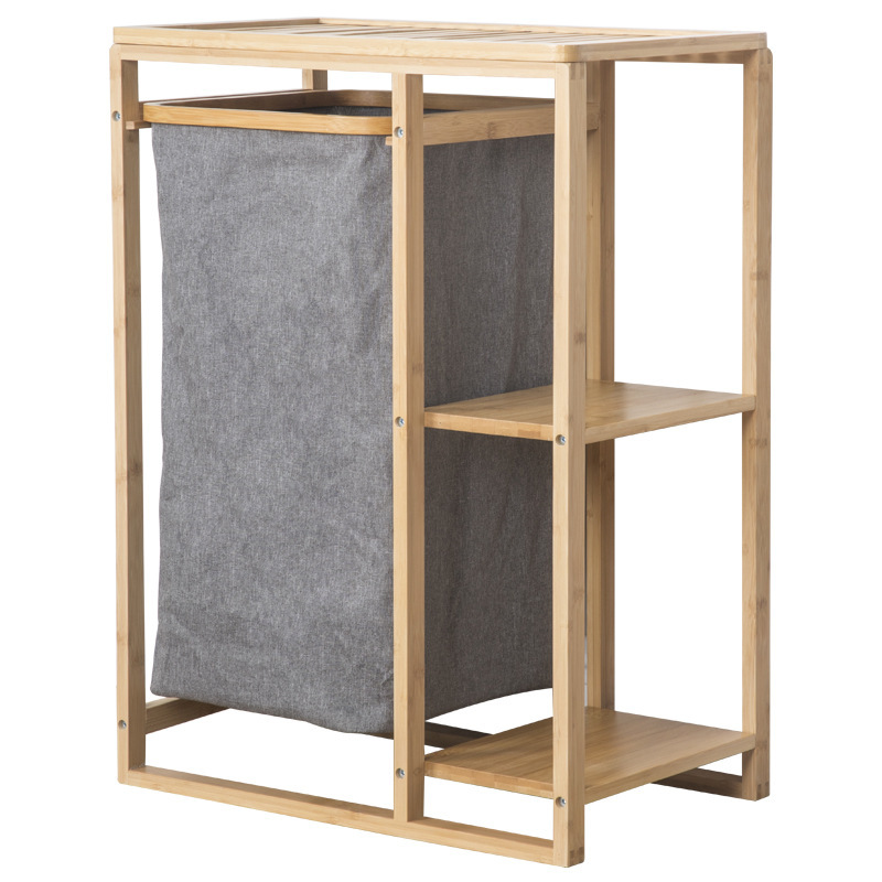 Rack de almacenamiento de ropa sucia rack de almacenamiento de baño rack de almacenamiento de ropa sucia cesta de tela de bambú Estilo Amazon