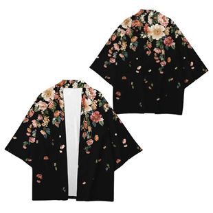 2024 New Ethnic Flower Series Flower Kimono Cloak Loose Sleeve Cardigan 3D Digital Print Shirt
