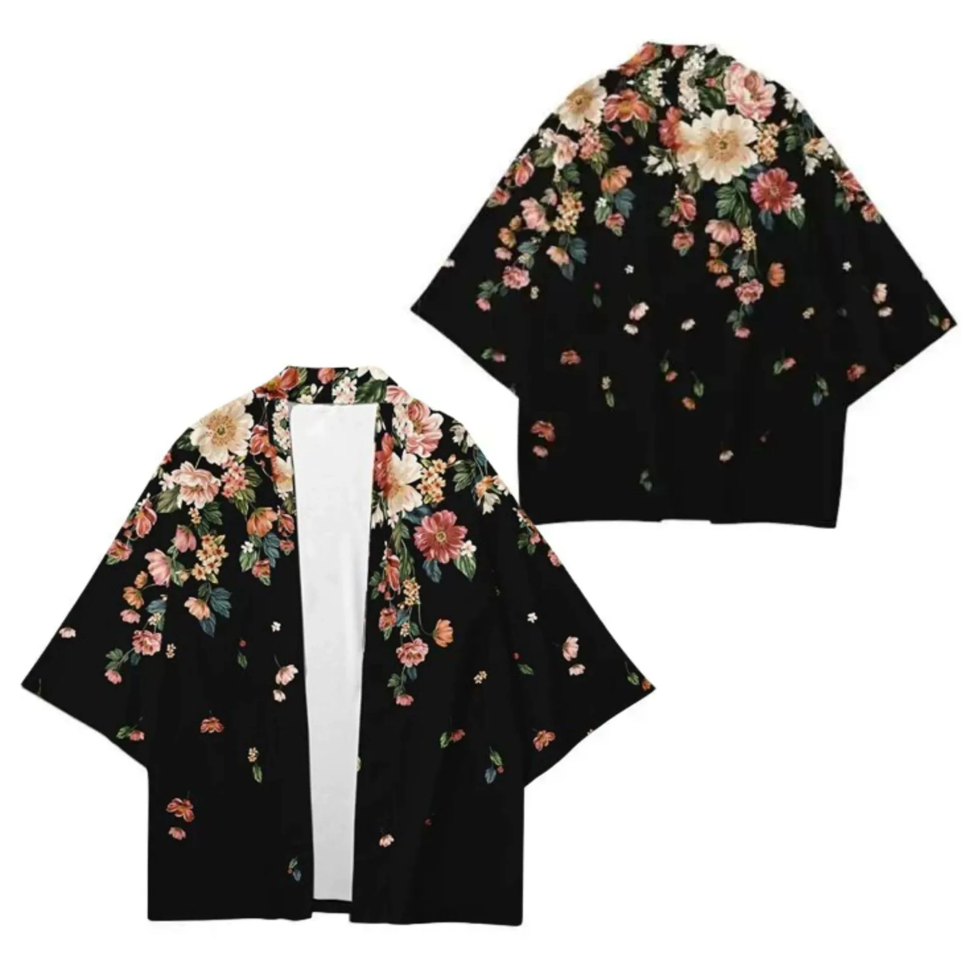 2024 новый национальный стиль цветочная серия цветочный кимоно плащ свободный кардиган с рукавами 3D цифровой печатный свитер