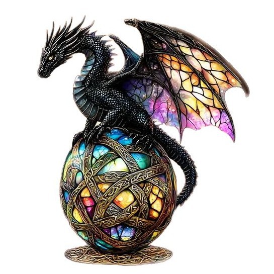 Encantadora estatua de dragón de vidrio de colores con diseño gótico fantástico en un globo, ideal para el hogar image 5