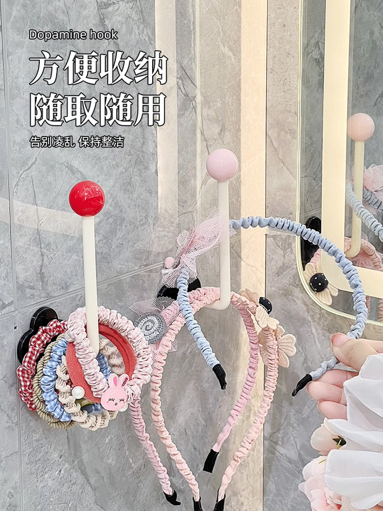 ✅发圈发箍收纳架卫生间发饰发夹皮筋头绳首饰品挂钩免打孔承