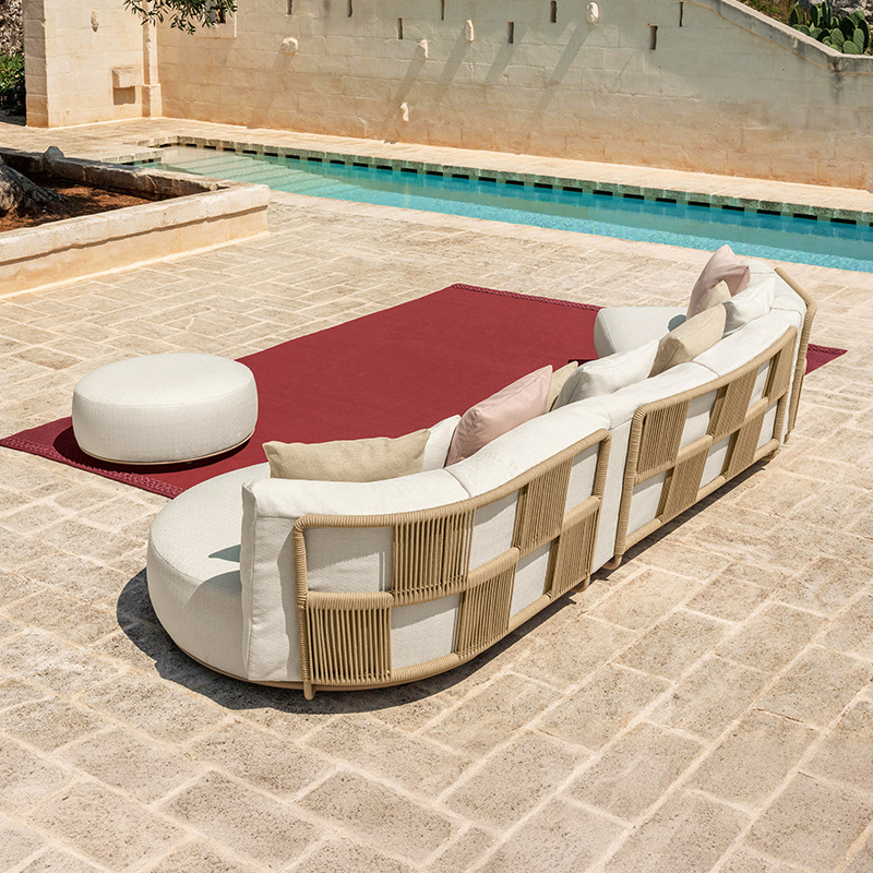 Sofá al aire libre hotel piscina reclinación terraza villa muebles de ocio al aire libre patio jardín sofá de caña image 2