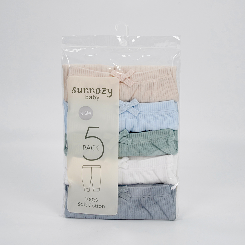 Primavera y otoño para bebés pantalones caseros de algodón elásticos cómodos para hombres y mujeres para bebés pantalones largos pijamas simples cinco paquetes image 4
