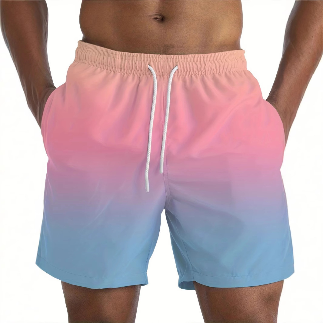 Cross-Border European and American Export Men's Beach Pants Summer Hawaiian Shorts 3D Printed Swimming Trunks