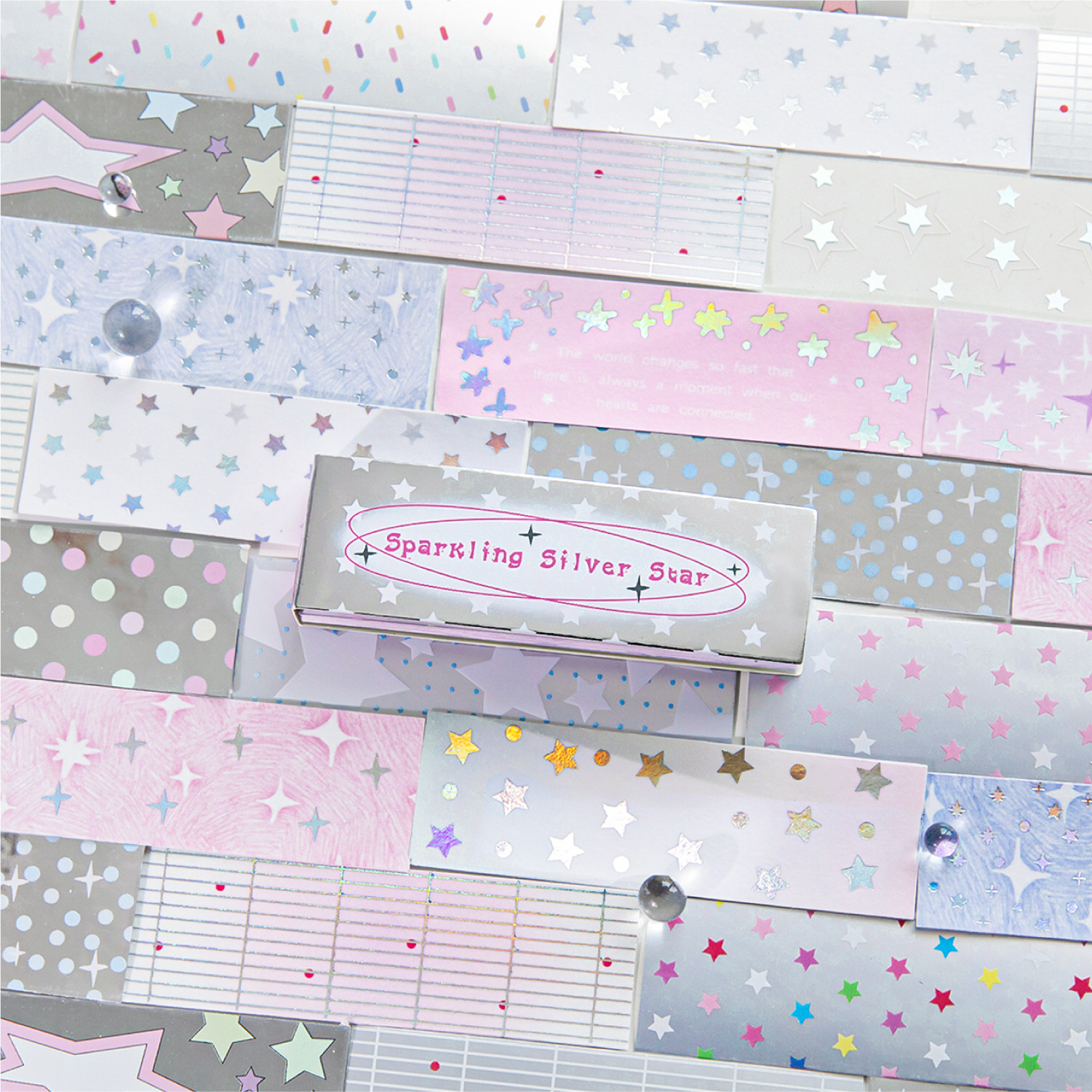 Sugar Poetry Material mixto Pegatinas plateadas en caliente Serie de confesiones plateadas Cute Korean Handscart Diy Pegatinas largas